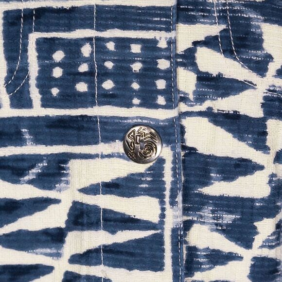 Chico's Women's Jacket Beige Blue Abstract Navajo Tribal Geometric Pockets 0 S/4 - Picture 5 of 10